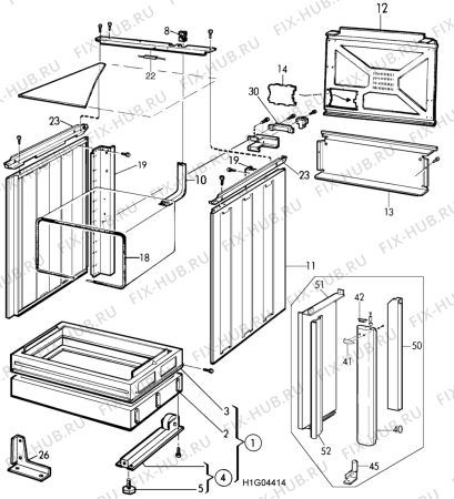 Взрыв-схема плиты (духовки) Husqvarna Electrolux QSG754 - Схема узла H10 Chassis